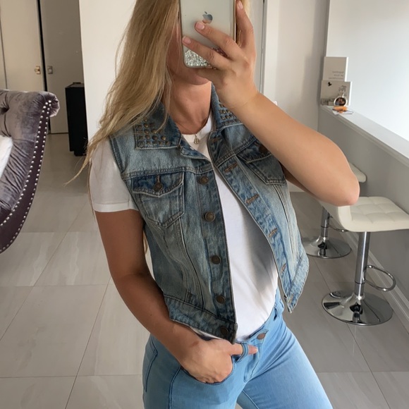 Forever21 Denim Stud Vest - Picture 8 of 8